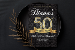 Diana's 50th Birthday Bash Surprise Party Invitation