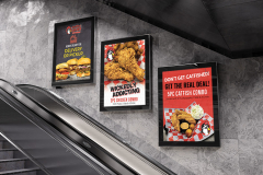 Three Vertical billboards in subway station Mockup